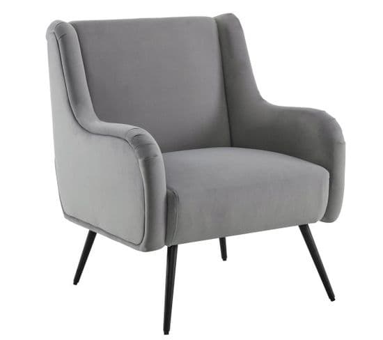 Fauteuil En Velours 70x72x89.5 Cm - Gris