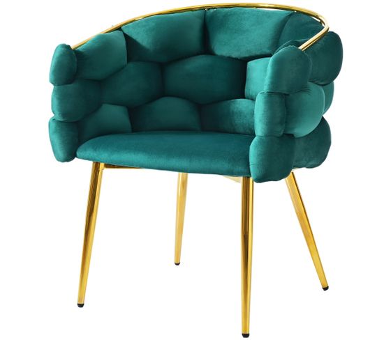 Fauteuil En Velours 50x47x80 Cm - Vert