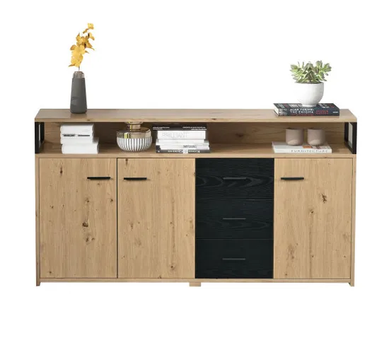 Buffet Industriel Avec Trois Portes Et Trois Tiroirs 150x35x75.9 Cm