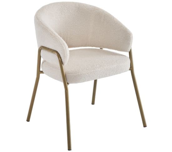 Chaise de Salle à Manger Moderne, Couleur Blanc, Pieds Dorés