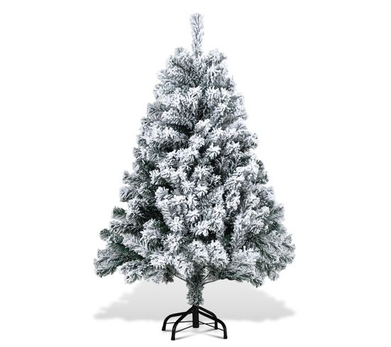 Sapin De Noël Aiguilles De Pin Avec Support Extérieur Flocage 120cm Avec Poussière De Neige