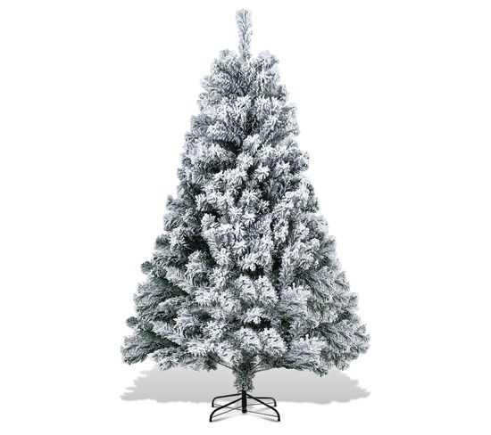 Sapin De Noël Aiguilles De Pin Avec Support Extérieur Flocage 150cm Avec Poussière De Neige