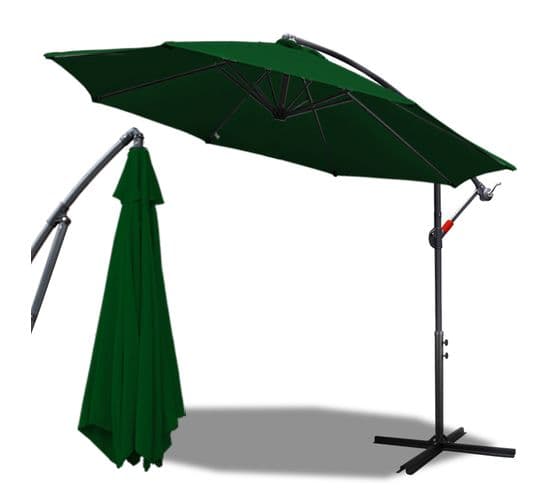 Ø300cm Parasol LED Solaire Marché Parapluie Cantilever Parapluie De Jardin Parapluie,vert
