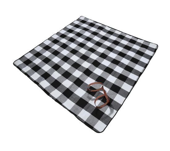 Couverture Pique-nique Picnic Imperméable 200x200 Cm Poignée Isolation Tapis Blanc