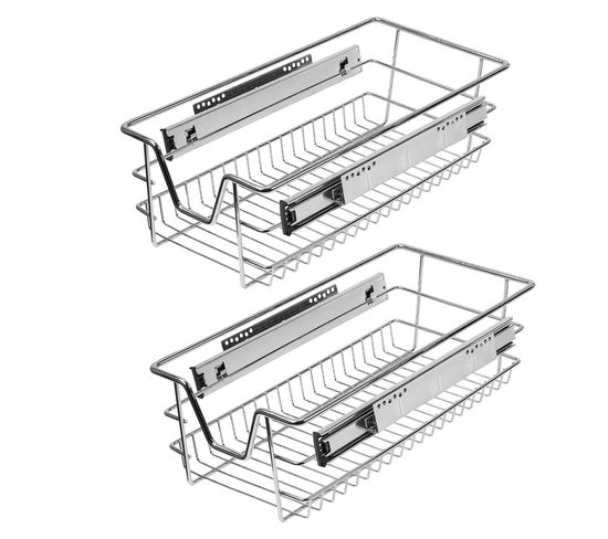 6x Tiroir De Cuisine Télescopique D’armoire De Cuisine Argent 30cm