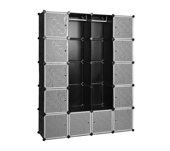 Armoire Étagère Sans Boulon Étagère De Salle De Bain Armoire Avec Maillet Bricolage20 Grilles Noir