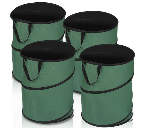 4x Sac De Jardin 170l Pop-up Sac à Déchets Avec Poignées Sac à Feuilles Sac à Gazon Xxl Vert