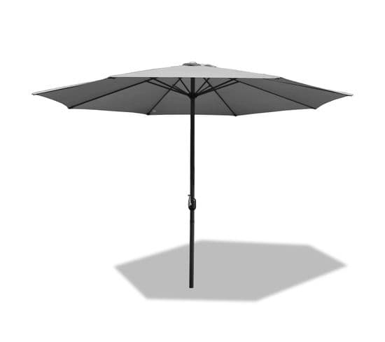 2.7m-2.7m Parasol Parasol De Marché Avec Manivelle Uv40+ Parasol Extérieur Patio,gris,2.7m