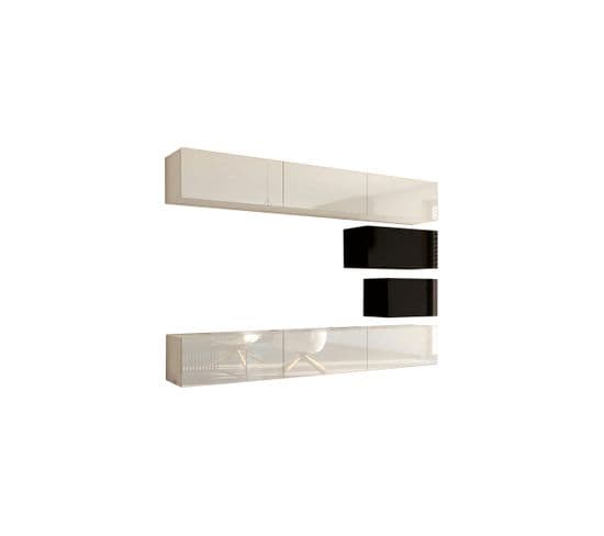Ensemble Meuble TV Concept 16-16-hg-bw-3 Blanc-noir Brillant 249 Cm
