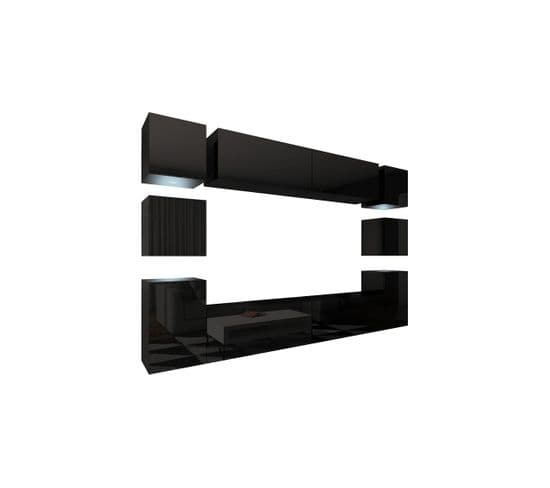 Ensemble Meuble TV Concept 14-14-hg-b-1 Noir Brillant 256 Cm