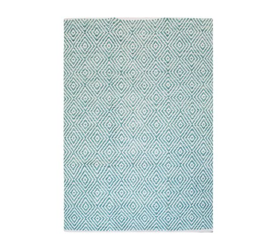 Tapis Design Glaze En Coton - Bleu Ciel - 120x170 Cm