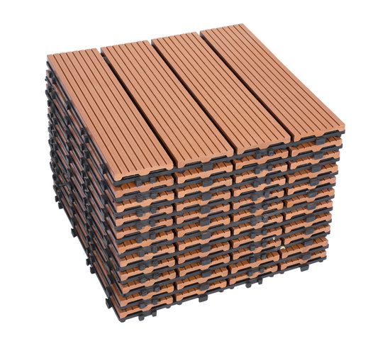 Lot De 88 Dalle De Terrasse En Composite Bois-plastique. 8 M². 30x30 Cm Jaune-brun