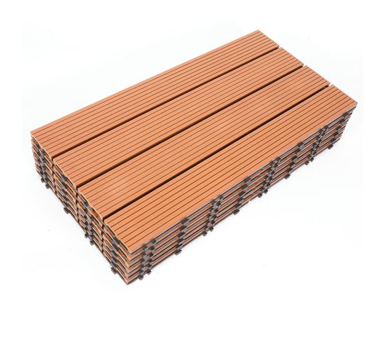 Lot De 60 Dalle De Terrasse En Composite Bois-plastique. 10 M². 60x30 Cm Jaune-brun