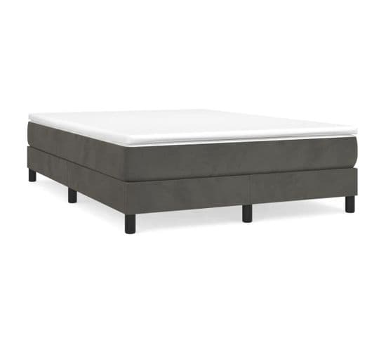 Lit Adulte Contemporain - Lit Double Cadre De Lit Gris Foncé 140x190 Cm Velours