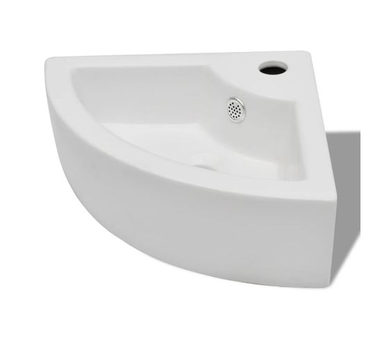 Lavabo À Poser Vasque Salle De Bain - Avec Trou De Trop-plein 45x32x12,5 Cm Blanc