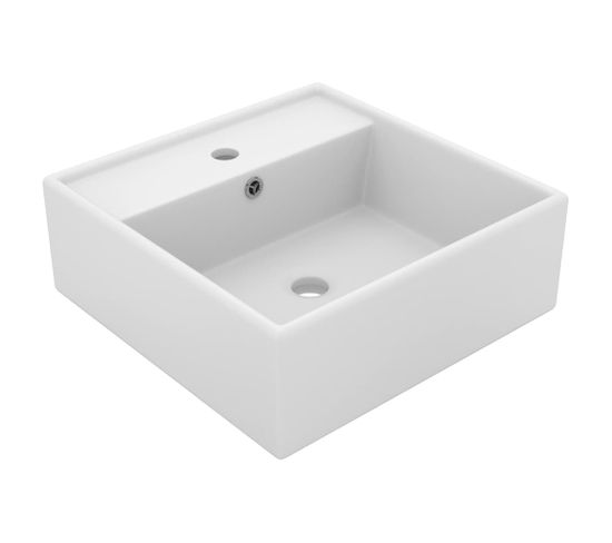 Lavabo À Poser Vasque Salle De Bain - Carré De Luxe À Trop-plein Blanc Mat 41x41 Cm Céramique