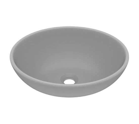 Lavabo À Poser Vasque Salle De Bain - Ovale De Luxe Gris Clair Mat 40x33 Cm Céramique