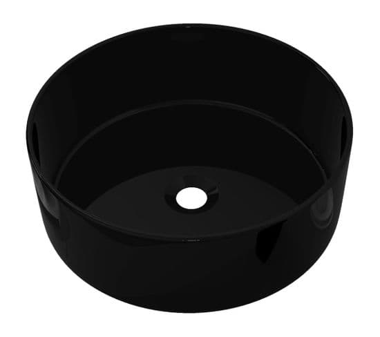 Lavabo À Poser Vasque Salle De Bain - Rond Céramique Noir 40 X 15 Cm