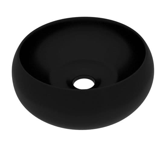 Lavabo À Poser Vasque Salle De Bain - Rond De Luxe Noir Mat 40x15 Cm Céramique