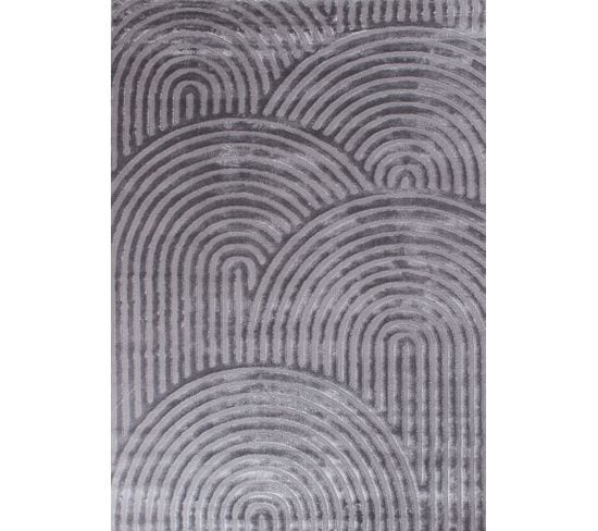 Tapis De Salon Gris Graphique Bianca 80x150 Cm