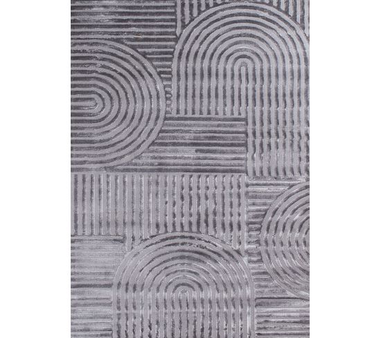 Tapis De Salon Gris Graphique Bianca 160x230 Cm