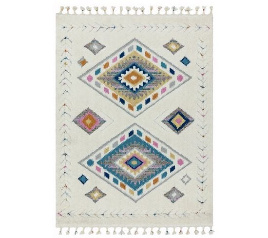 Tapis épais style berbère RHOMBUS - Multicolore - 120x170 Cm