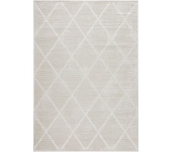 Tapis Intérieur Extérieur Petits Losanges Crème Loopin 160x230