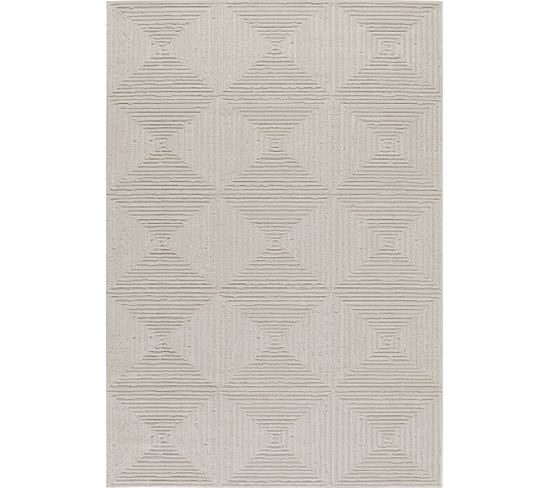 Tapis Intérieur Extérieur Motif Damier Crème Loopin 200x280