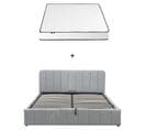 Ensemble LIT coffre avec sommier AVIA en tissu gris + Matelas ADEONA  140X190 cm