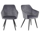 Lot de 2 chaises CECILE velours gris