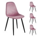 Lot de 4 chaises LYNETTE velours rose