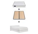 Lit TONIGHT coloris blanc + Sommier MAXI20 + Matelas HARO 140x190 cm