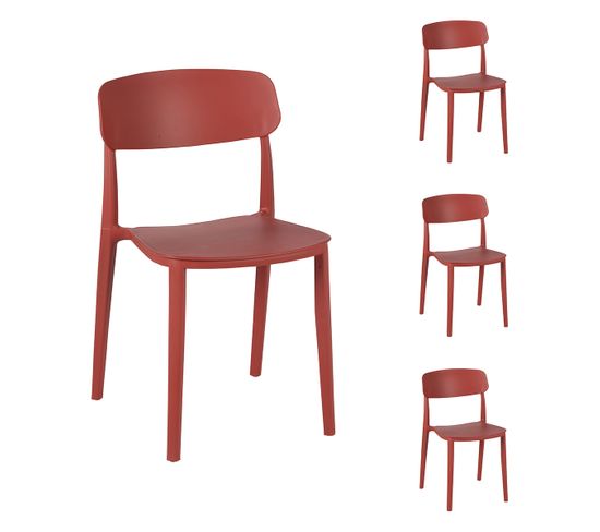 Lot de 4 chaises ILONA Rouge pour le prix de 3