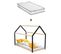 Lit cabane PANDA sommier inclus imitation chêne et noir + Matelas ADEONA 90x190 cm