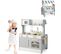 2 En 1 Cuisine Enfants Double Face Avec 10 Accessoires, Jeu De Cuisine Avec Evier Et Four,70x52x90cm