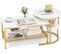 Tables Basses Gigognes Lot De 2, Table Gigogne Design Marbre, Cadre En Métal Doré