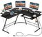 Bureau D'angle 130 X 130 Cm, Table Informatique Avec 2 Prises De Courant Et 2 USB (noir)