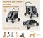 Poussette Pour Chien Pliante, Poussette Buggy Pour Chien Chat Avec Fenêtre ,charge 60kg, Gris