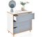 Commode Chambre 3 Tiroirs, Commode Chambre Adulte, Chiffonnier Commode Gris Bois, 75 X 42 X 75 Cm