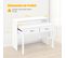 Bureau Extensible, Bureau Table D'ordinateur Avec Support De Moniteur, Bureau Avec 2 Tiroirs, Blanc