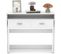 Bureau Extensible, Bureau Table D'ordinateur Avec Support De Moniteur, Bureau Avec 2 Tiroirs, Blanc