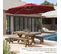 Parasol Déporté Φ339cm, Parasol De Jardin Rond Avec Base En Croix, Parasol Inclinable (rouge)