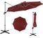 Parasol Déporté Φ339cm, Parasol De Jardin Rond Avec Base En Croix, Parasol Inclinable (rouge)