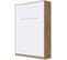 Armoire Lit Escamotable 140x200 cm Mural Supérieur Vertical Chêne Sauvage/blanc