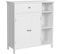 Armoire De Salle De Bain avec tiroir, 3 Compartiments Ouverts, 2 Portes, 75 x 30 x 80 cm, Blanc Mat