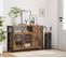 Buffet Avec Placard 3 Portes, 110 X 33 X 75 Cm, Style Industriel, Marron Rustique Et Noir