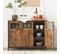 Buffet, Avec Placard 3 Portes, Cadre En Acier, Style Industriel, Marron Rustique Et Noir