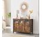 Buffet, Avec Placard 3 Portes, Cadre En Acier, Style Industriel, Marron Rustique Et Noir