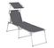 Chaise Longue, Charge 150 Kg, Avec Dossier Et Parasol Inclinables, Pliable, Pour Jardin, Gris