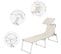 Chaise Longue, Charge 150 Kg, Avec Dossier Et Parasol Inclinables, Pliable, Pour Jardin, Beige